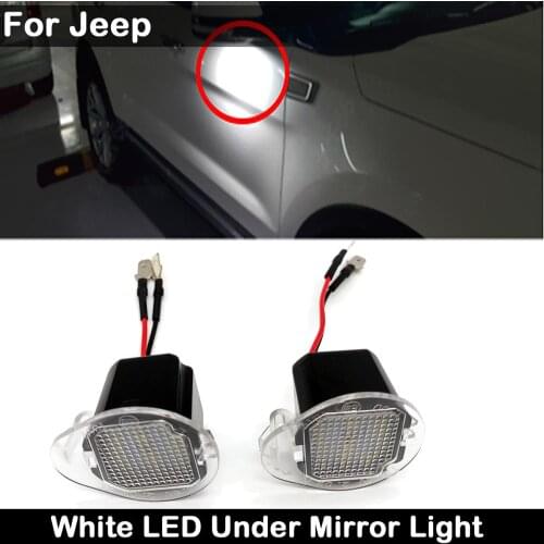 2Pcs For Jeep Grand Cherokee 2014-2017 White High Brightness LED Side Under Mirror Lamp Puddle Light