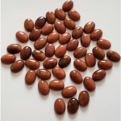 2020 Wholesale 50pcs/lot Fashion good quality reiki natural gold sand stones Oval CAB CABOCHON beads 10x14mm for jewelry making