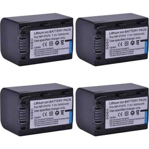 AsperX 4Pc 3000mAh NP-FH70 NP FH70 NPFH70 FH70 Battery for SONY HDR-CX12E,HDR-CX7E,HDR-SR10E,HDR-SR12E/SR11E,HDR-SR5E Camera