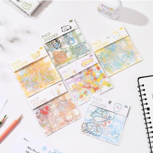 40pcs/pack Kawaii Bear Stickers Cartoon DIY Diary Scrapbooking Material Anime Decor Cute Children Adhesive Sticker Stationery