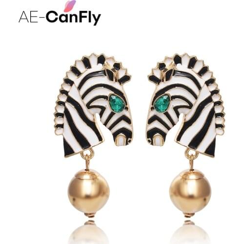 AE-CANFLY Fashion Exaggerated Bohemia Style Zebra Earrings Boho Water Drop Earrings for Women Pendientes Jewelry