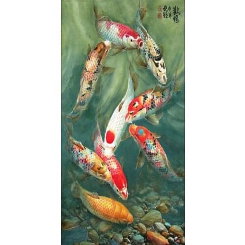Diamond embroidery fish diamond mosaic needlework 5D diamond painting new cross stitch koi hobbies diamond rhinestone picture