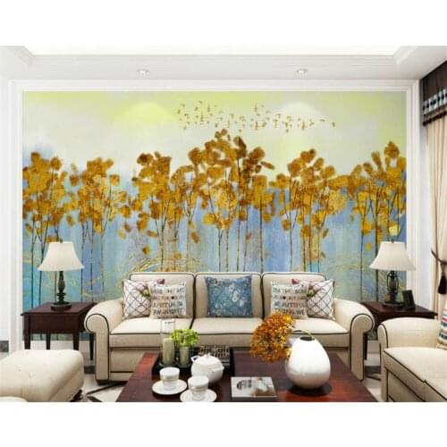 Beibehang Photo Wallpaper European Golden Yellow Woods Mural Living Room TV Sofa Background Wallpaper Wall 3D Mural 3d wallpaper