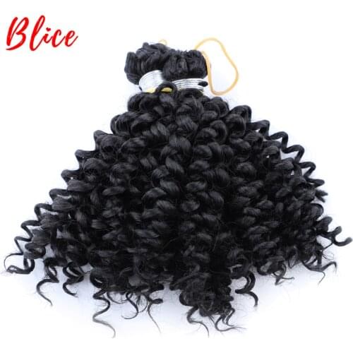 Blice Kinky Curly Synthetic 6" Crochet Braid Hair Extensions 1piece / Pack Bulk Natural Black Lock Hook Hair Bundles For Women