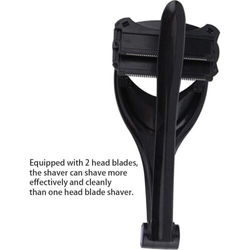 Men Two Head Blade Back Hair Shaver Trimmer Whole Body Leg Hair Razor Long Handle Hair Removal Razors Tool Black