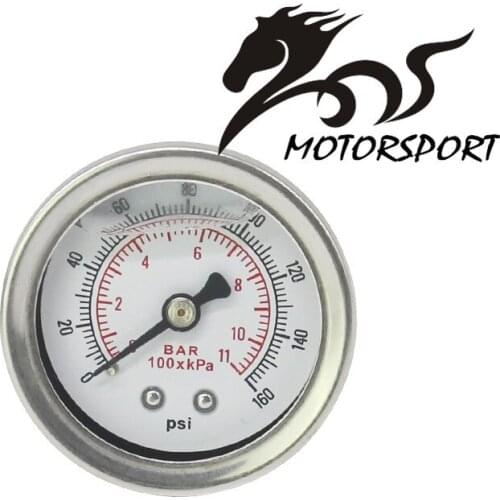 Fuel Pressure Regulator gauge 0-160 PSI / bar Liquid Fill chrome fuel/oil Gauge