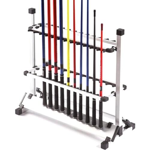 Aluminum Alloy Fishing Rod Display Rack Holder Shelf Bracket 24 Slots Stand Supporting Rods Fishing Tackle Tool
