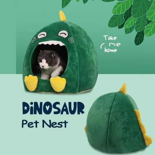 Pet Cat Nest Dinosaur Shark Type Cats Nest Semi Closed Dogs Nest Comfortable All Season Cat Bed Washable Cute Pet House