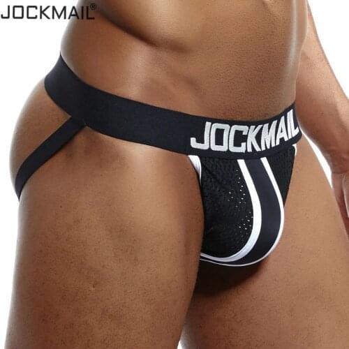JOCKMAIL Jocks Men Mesh Ice silk Sexy Men Underwear Briefs Gay Penis Pouch Bikini g strings Man Jockstrap thong tanga homme Hot