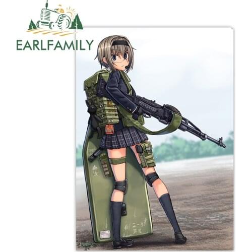 EARLFAMILY 13cm x 9.2cm for Gun Girl Decal Anime Waterproof Motorcycle RV VAN Decoration Camper Scratch-proof Car Stickers
