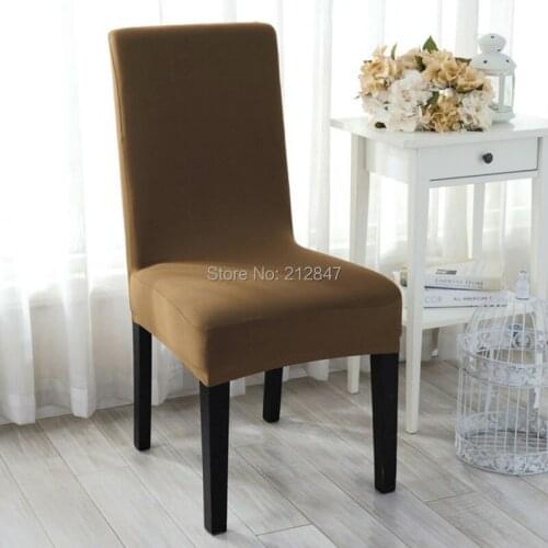 Stretchy Seat Covers Hotel Dining Room Ceremony Kitchen Bar Dining Chair Cover Restaurant Wedding Part Decor (Brown)