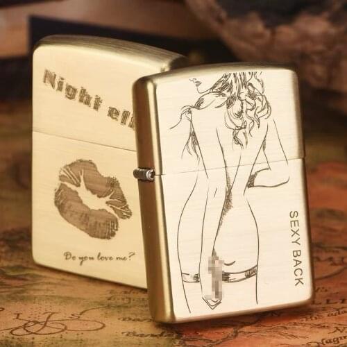 Zorro Classic Grinding Wheel Kerosene Lighter Sexy Back View Pure Copper Shell Retro Windproof Grinding Wheel Lover Gift