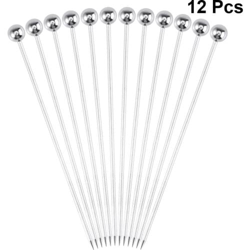 12PCS Fruit Sticks Stainless Steel Cocktail Picks Fruit Sticks Toothpicks For Party Bar Cocktail Fruit Stick Supplies