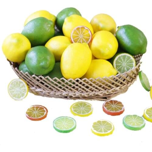 Artificial Fruit Lifelike Lemon Simulation Fruits Decorative Plastic Solid Cabinet Home Decor Party Fake Fruit Model Mold Photo Prop