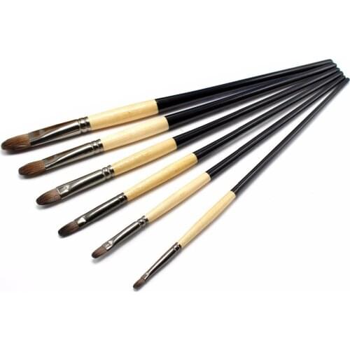6 pcs Squirrel hair wood long rod Brushes Watercolor Paint Brush Set for the Artist Gouache Hair Brushes Set art material
