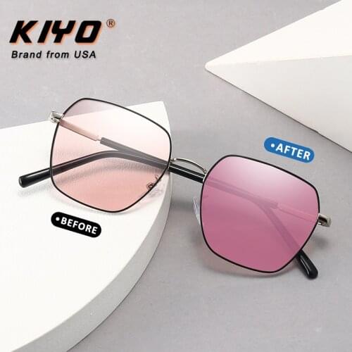 KIYO Brand 2020 New Women Men Square Polarized Photochromic Sunglasses Metal Fashion Sun Glasses UV400 Driving Eyewear 9651