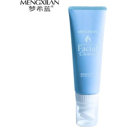 Mengxilan small blue tube silicone brush head Washing and unloading in one Delicate and gentle whiteing rich foam Cleanser 120g