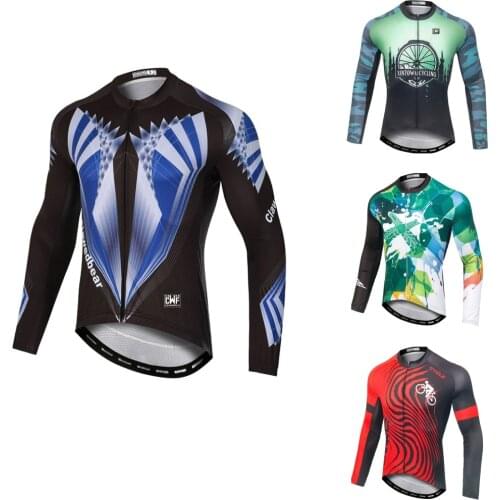 Mens Long Sleeve Cycling Jersey Bike Jersey Top Mountain MTB Road Breathable Quick Dry Sports Clothing