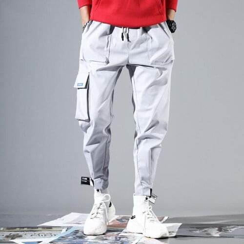 2020 Men Multi-pocket Elastic Waist Design Harem Pant Street Punk Hip Hop Red Casual Trousers Joggers Male Army Cargo Pants XXXL