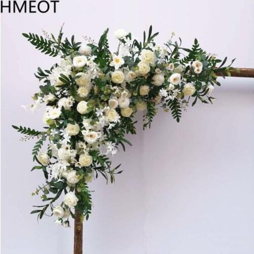 New Wedding Triangle Corner Flowers Rose Flower Row Arch Decor Party Window Stage Background Layout Artificial Floral Display