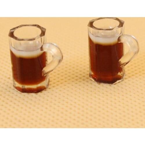 Pair Of Mini Beer Cups For 1:12 Dollhouse Miniatures Kitchenware Accessories