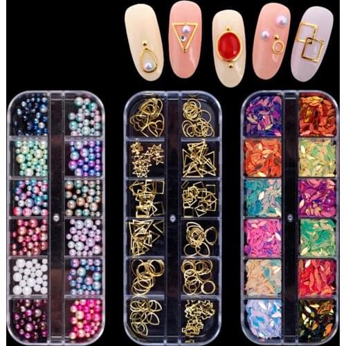Multicolor Rhinestone Faux Pearl Glitter Nail Art Sequins Flake Manicure Decor Easy to apply on natural or artificial nails
