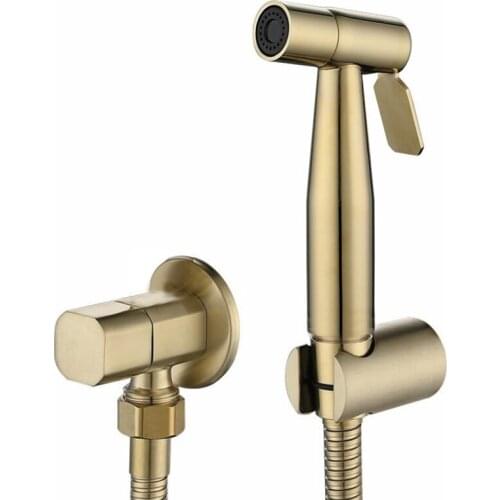 Hand Held Toilet Bidet Sprayer Brushed Gold Stainless Steel Bidet Jet Douche Kit Shattaf Faucet Toilet Washer Cleaning BG909
