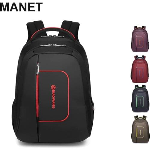 MANET Business Mens Backpack 14 Inch Large Capacity Bag for Men Waterproof Fashion Backpacks Casual Computer Bag Outdoor Pack