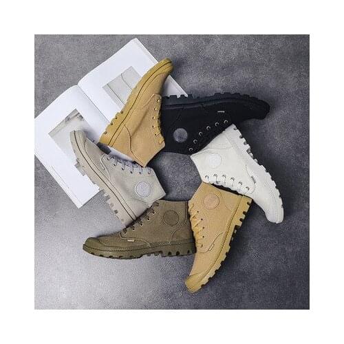 SZSGCN High Top Quality Canvas Men Boots Lace Up Male Canvas Shoes Ankle Botas Cowboy Motorcycle Boots Men Military Desert Boots