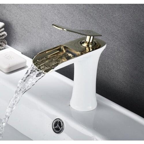 Basin Faucet Black Waterfall Bathroom Faucets, Hot Cold Water Basin Mixer Tap Chrome Brass Toilet Sink Water Taps Crane Gold