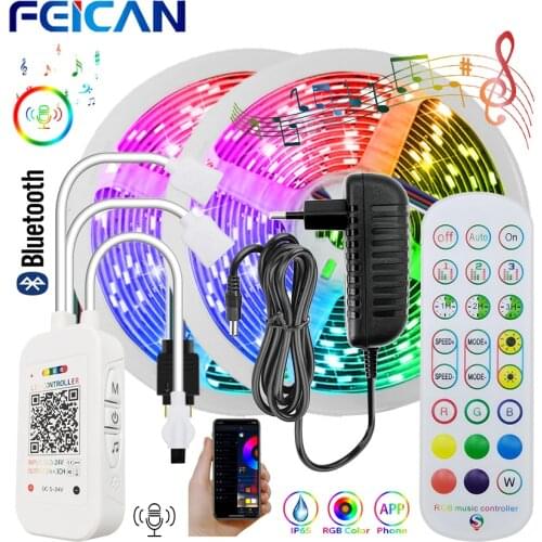 LED Strip 12v Bluetooth APP Control Flexible Waterproof 5 - 20M LED Lights Cuttable RGB Tape Music Sync/Timing Backlight Ribbon