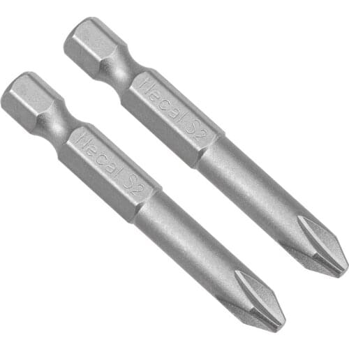 Uxcell 2 Pcs 6mm PH2 Magnetic Phillips Screwdriver Bits, 1/4 Inch Hex Shank 2-inch Length S2 Power Tool
