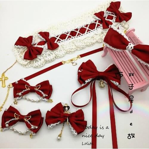 Wine Red Lolita Dress Lolita Headband Soft Sister Edge Clamp the Second Element of the Ribbon Hair Accessories