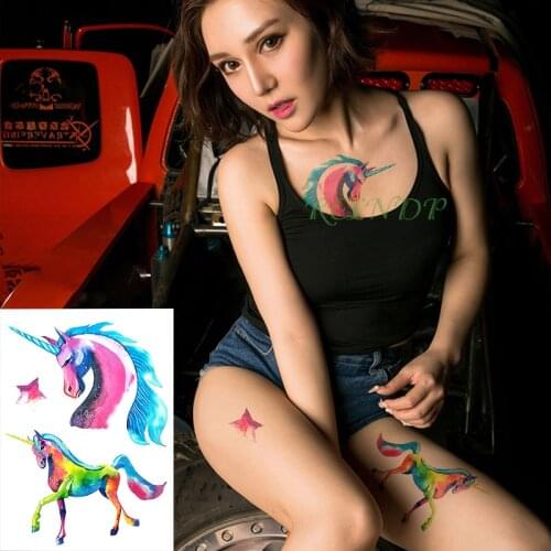 Waterproof Temporary Tattoo Sticker unicorn horse Large size Fake Tatto Flash Tatoo leg belly Arm back body art for women girl