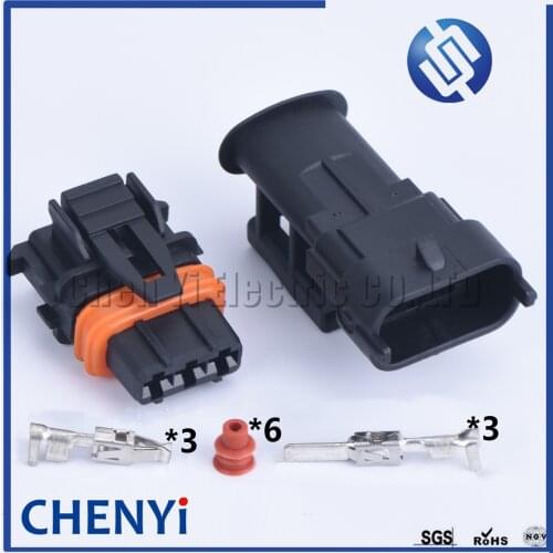 1 set 3 Pin 368161-1 Automotive Diesel Fuel Common Rail Injector Plug Throttle Position Sensor TPS Connector For Hyundai