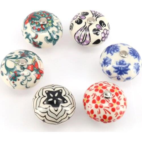 1x Multi color Decorative Designed Ceramic Cupboard Cabinet Door Knobs Drawer Pulls Kitchen Pull Knob Furniture Hardware