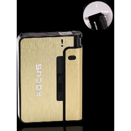 10 Pcs Automatic Cigarette Case Cigarette Capacity Can Mount Lighter Metal Cigarette Case Gas Lighter For Men Smoking