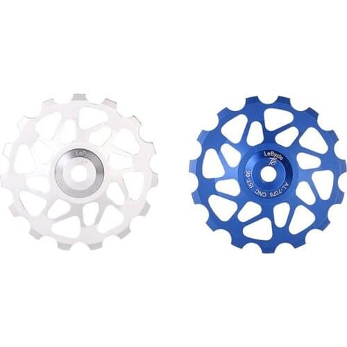 2Set Lebycle 15T 7075 MTB Bicycle Rear Derailleur Pulley Jockey Road Bike Guide Roller Tensioner Part Silver & Blue