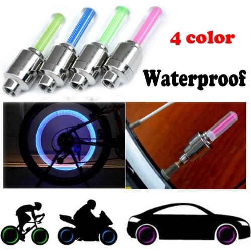 2PCS Bike Car Motorcycle Wheel Light Tyre Valve Cap Flash LED Light Lamp Bicycle Headlight Accessories AG10 button batteries