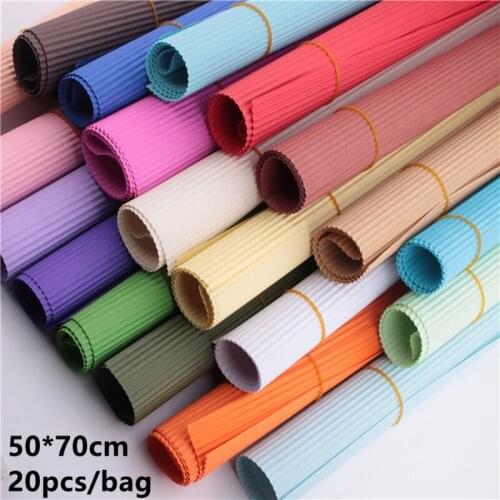 20pcs 50*70CM Corrugated Paper Solid Color Flower Wrapping Gift Packing Paper Children DIY Cards Handmade Crafts Scrapbook Paper