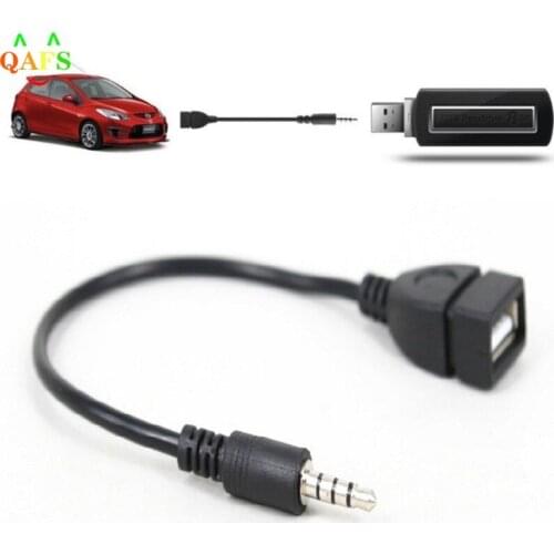 3.5mm Male AUX Audio Plug Jack To USB 2.0 Female Converter 20cm Cable Cord For Car MP3