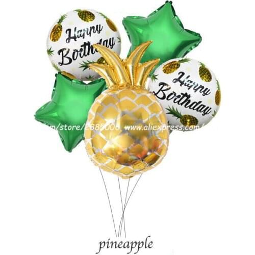 5pcs/lot New Hawaii tropical pineapple fruit aluminum film balloon Birthday party, aluminum foil balloon children classic toy