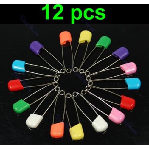 12 pcs Colors Safety Locking Baby Cloth Nappy Diaper Craft Pins