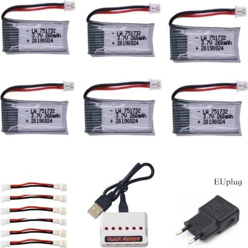 3.7V 260mAh lipo battery 25c For H20 Syma S8 M67 U839 RC Quadcopter Drone Parts 3.7v Lipo Battery and USB Charger 6-1