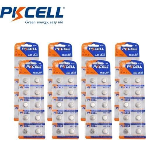 50pcs PKCELL AG3 1.5V 30mAh Alkaline Button Battery LR41 AG3 SR41W 392 192 192A LR736 for Computer Equipment