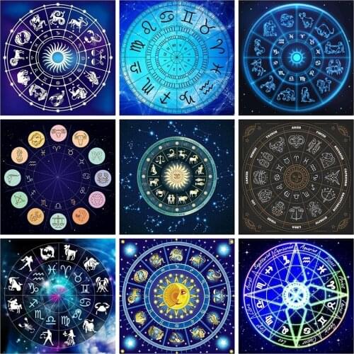 5D DIY Diamond Painting Full Drill Square/Round Twelve Constellations Rhinestones Diamond Embroidery Landscape Mosaic Craft Kit