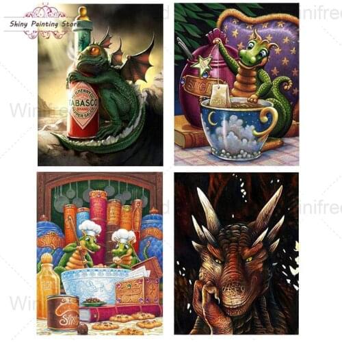 Dragon Diamond Painting Full Drill 5D DIY Mosaic Rhinestone Cartoon Animal Dinosaur Painting Diamond Embroidery Cross Stitch Kit