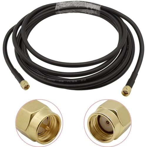 1Pcs SMA RF WIFI Antenna Connector RG58 Coaxial Cable Low-loss SMA Male to RP SMA Male Plug Straight Pin RG58 Extension Pigtail