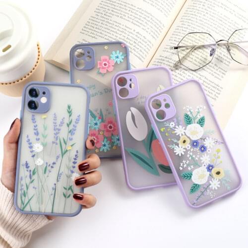 Case For iphone 11 Pro Max Cases Fashion Cute Flower Cover On iPhone 7 8 Plus X XR XS Max SE 2020 Covers Matte PC Back Cover