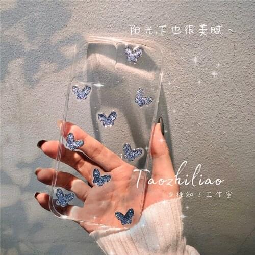 Korean Glitter Butterfly Phone Case For iphone 12 pro max 11 7 8 plus x xr xs max SE2 Soft TPU Phone Back covers